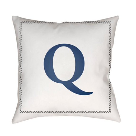 Surya Initials 18 x 18 x 4 in. Throw Pillow - White - Medium