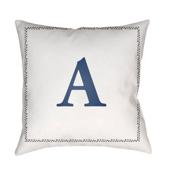 Surya Initials 18 x 18 x 4 in. Throw Pillow - White - Medium