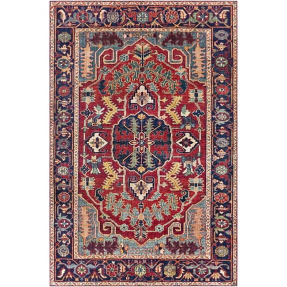 Surya Iris IRS-2317 90 x 114" Rectangle Fabric Rug in Burgundy Red/Blue