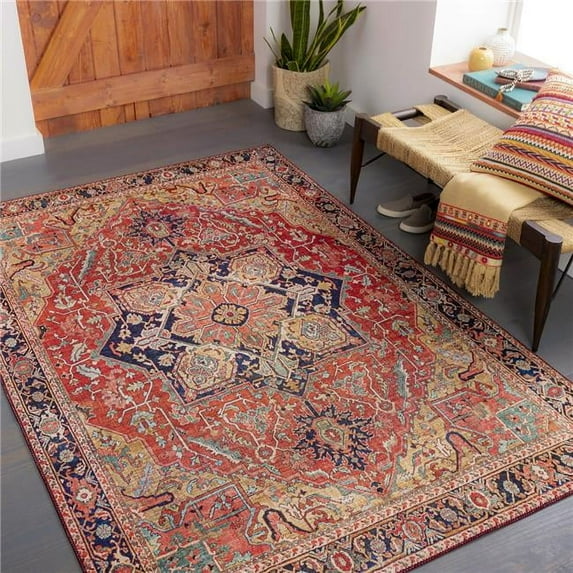 Surya Iris IRS-2343 30 x 90" Runner Fabric Rug in Brick Red/Tan/Blue