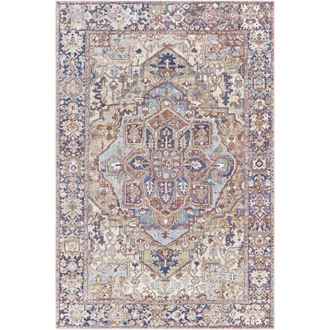 Surya Iris IRS-2360 90x114" Rectangle Fabric Rug in Brown/Dark Blue/Light Olive