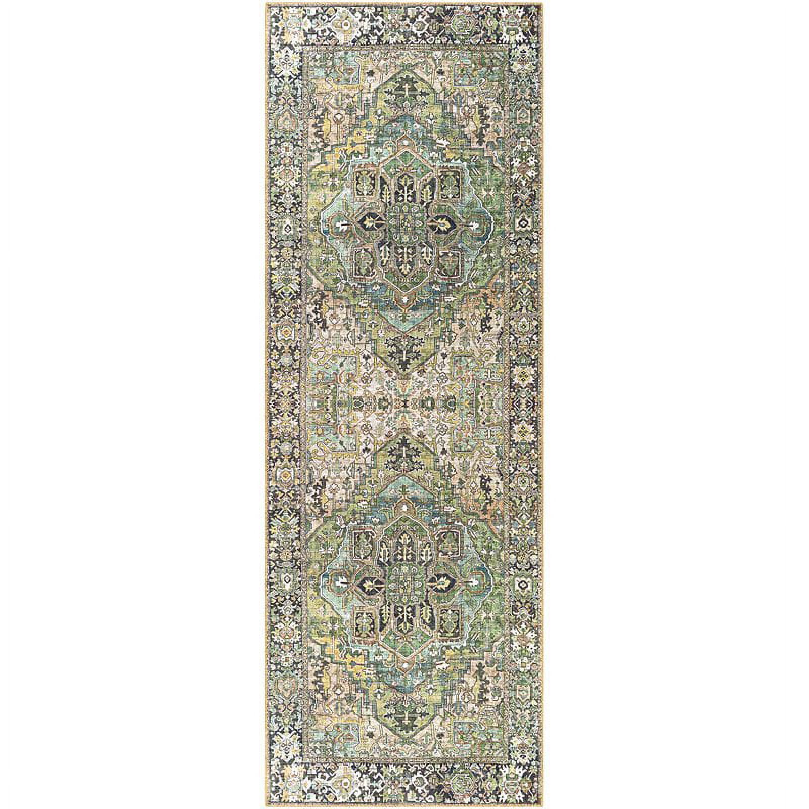 Reversible Easy-Care Blue Synthetic Runner Rug 2'6" x 7'6"