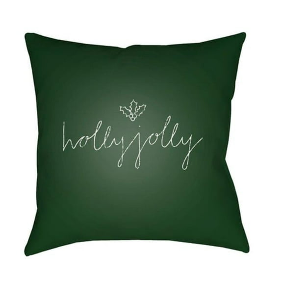 Surya Holly Jolly II Square Throw Pillow - Green & White - 18 x 18 x 4 in.