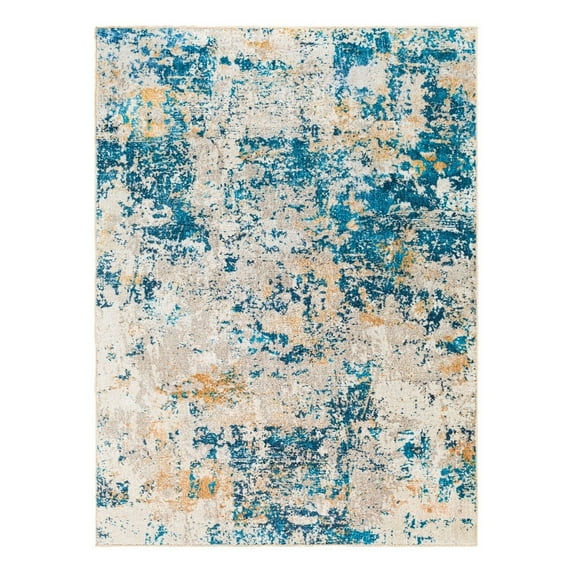 Surya Jefferson 31x48" Rectangle Modern Fabric Rug in Blue/Yellow