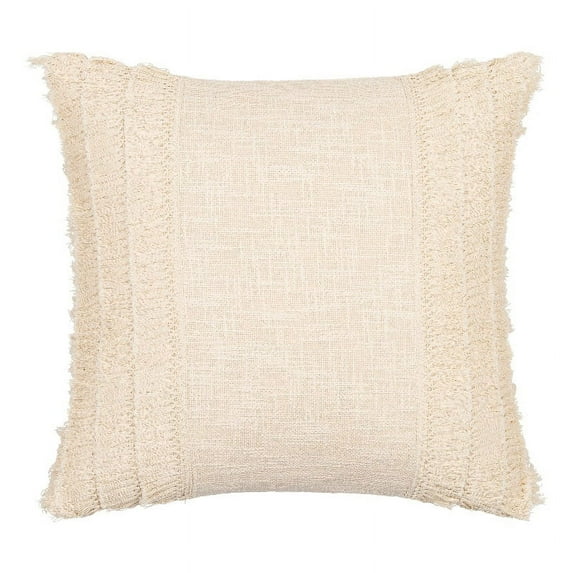 Surya Kandie KDE-001 18"Hx18"W Square Cotton Pillow Cover in Cream/Light Beige