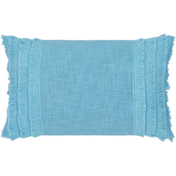 Kandie Woven Cottage Pillow Cover in Aqua