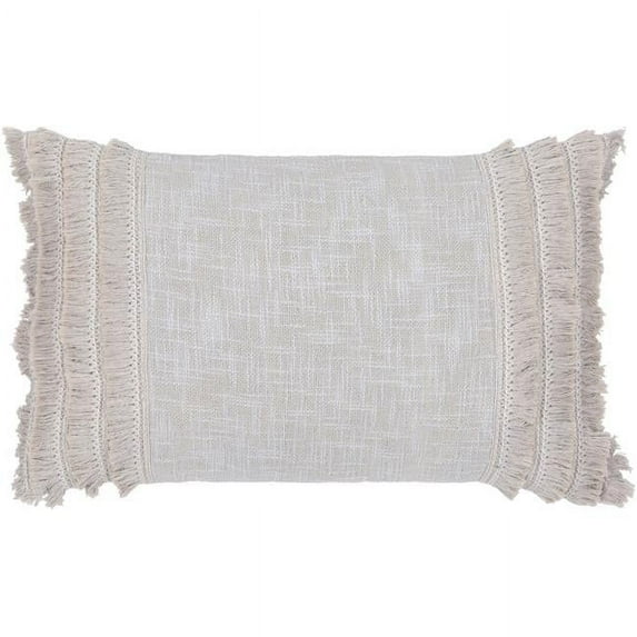Surya Kandie KDE-003 18x18" Square Cottage Cotton Pillow Kit in Light Gray/Beige