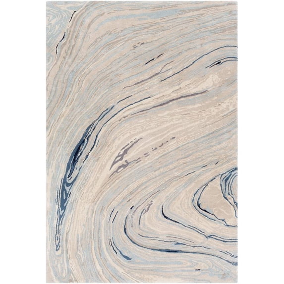 Surya Kavita KVT-2308 72 x 108" Rectangle Modern Wool Rug in Blue/Oatmeal/Gray