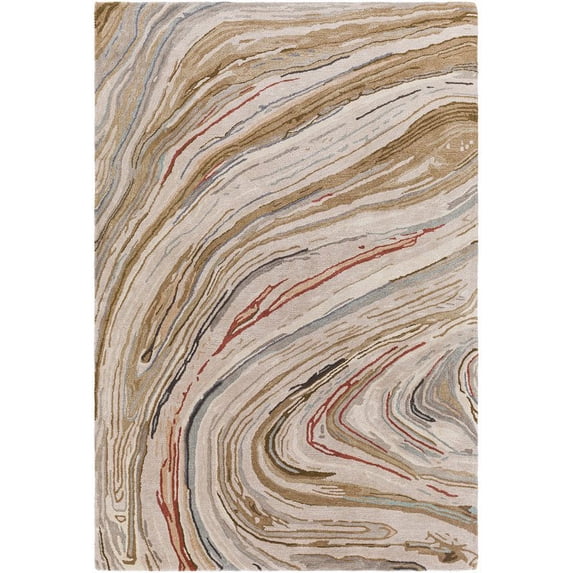 Surya Kavita KVT-2310 144 x 180" Rectangle Wool Rug in Dark Brown/Tan/Gray