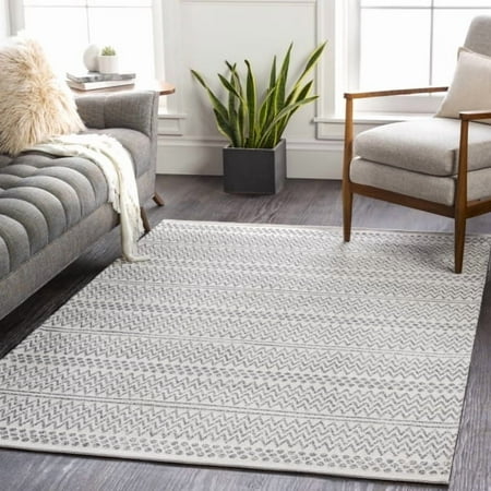 Surya La Casa Global Style No Pile 100% Cotton Area Rug, 8' x 10' Navy, White, Light Blue Pet Friendly, Ind/Out, Machine Woven Stain Resistant, LCS2303-710102
