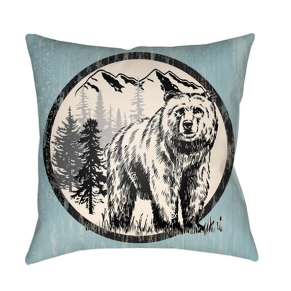 Artistic Weavers Lodge Cabin Bear Pillow Poly Filled 22' x 22'