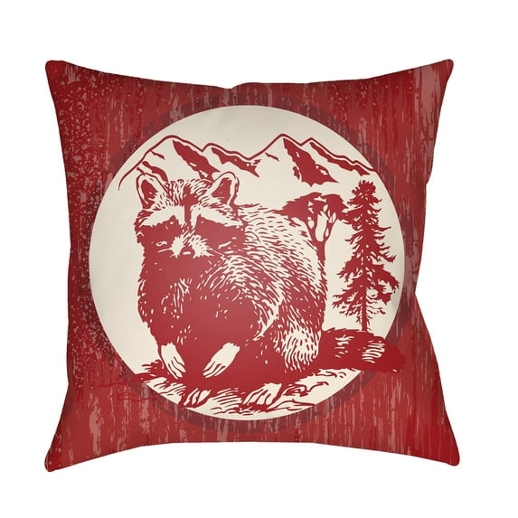 Surya LGCB-RAC-1616 Lodge Cabin 16" Wide Square Novelty Raccoon Polyester Outdoor Accent