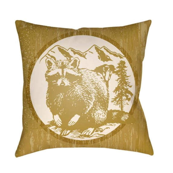 Artistic Weavers LGCB2004-1818 Artistic Weavers Lodge Cabin Raccoon Ridge Poly Filled Pillow - Mustard & Beige - 18 x 18 ft.