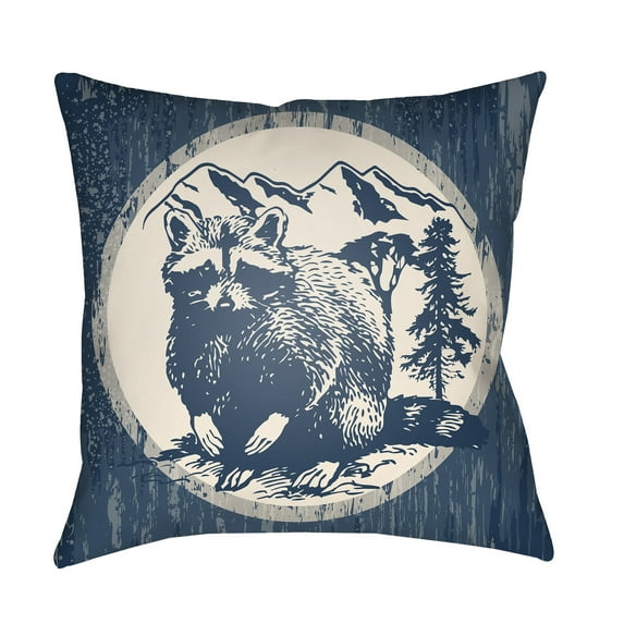 Surya LGCB-RAC-2626 Lodge Cabin 26" Wide Square Novelty Raccoon Polyester Outdoor Accent