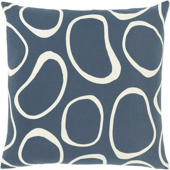 Surya Lachen LHN-001 13"H x 20"W Lumbar Cotton Pillow Kit in Dark Blue/Cream