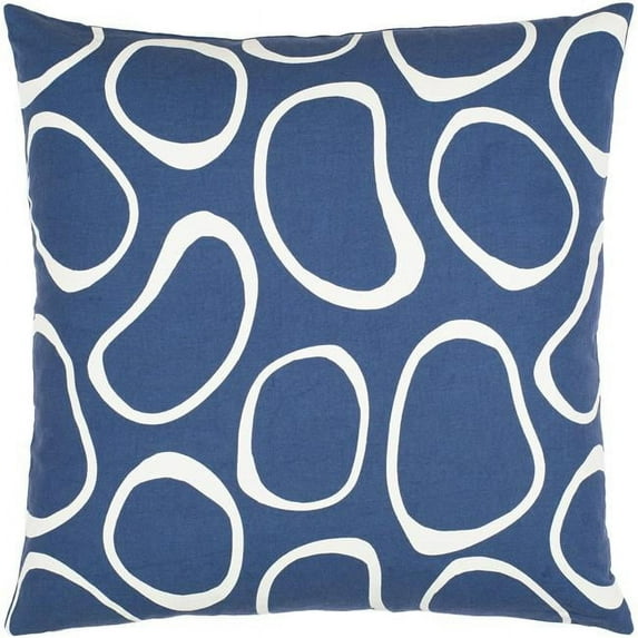 Surya Lachen LHN-001 22"H x 22"W Square Cotton Pillow Kit in Dark Blue/Cream
