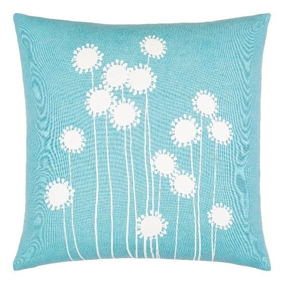 Surya Lachen LHN-008 20"Hx20"W Square Cotton Pillow Cover in Teal Blue/Cream