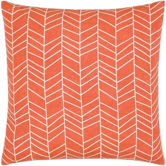 Lachen Woven Modern Pillow Cover in Burnt Orange, Cream