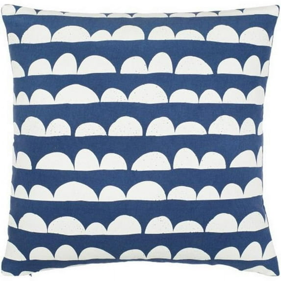 Surya Lachen LHN-016 13"Hx20"W Lumbar Cotton Pillow Kit in Dark Blue/Cream