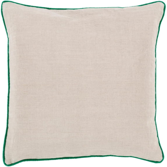 Surya Linen Piped 18" x 18" Ivory And Grass Green Pillow Cover LP002-1818