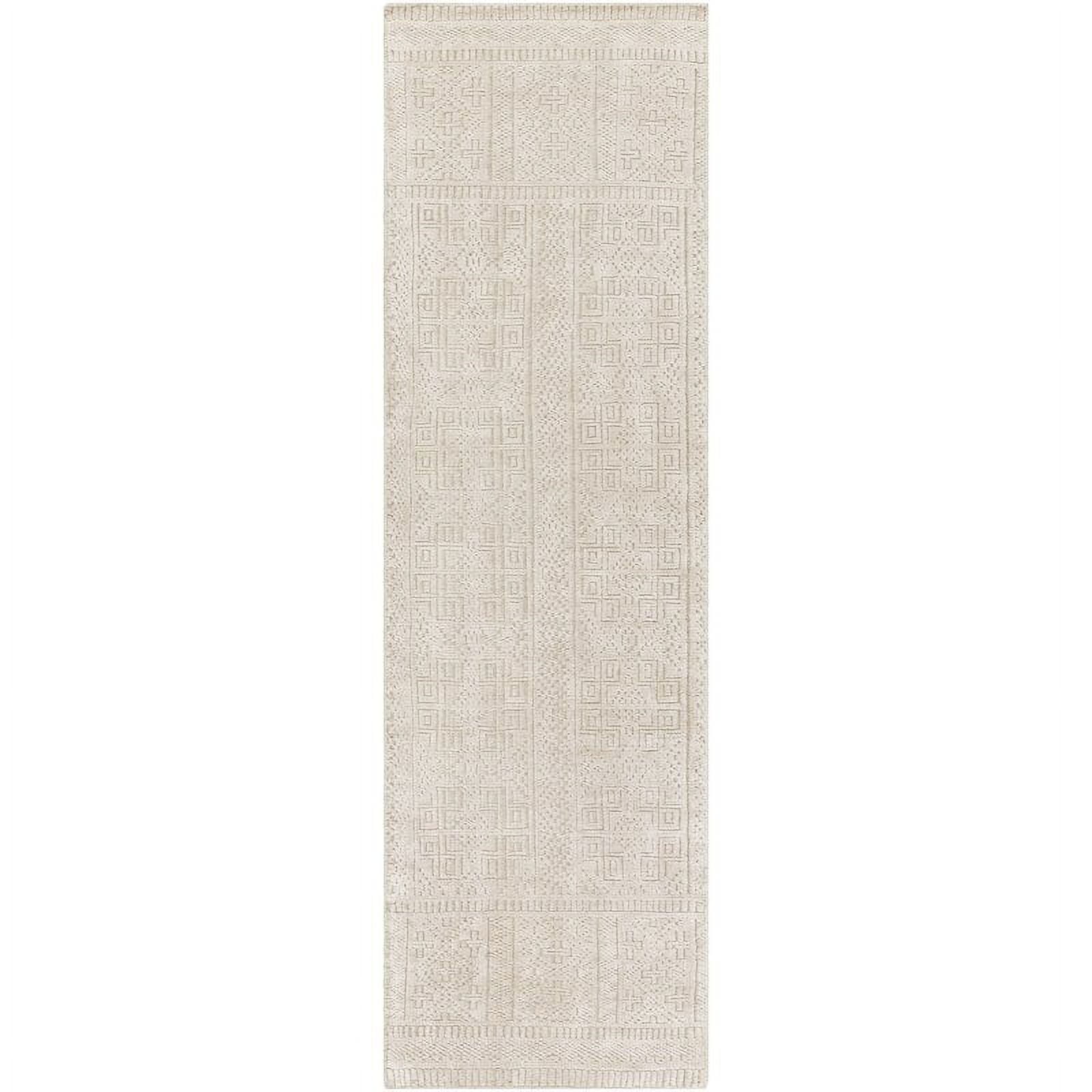Hand-Knotted Moroccan Denim & Khaki Wool-Viscose Runner Rug