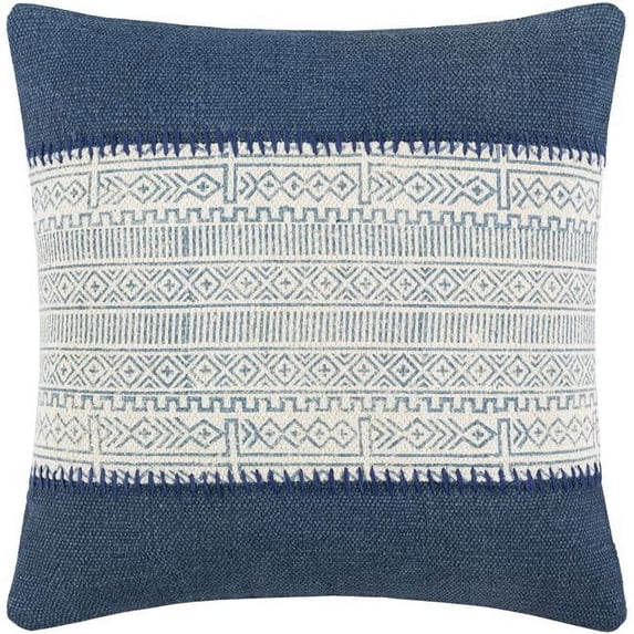 Surya Lola LL-007 22 x 22" Down Fill Pillow Kit in Cream/Pale Blue/Navy