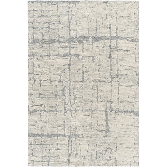 Louvre Hand Tufted Modern Rugs in Charcoal, Cream