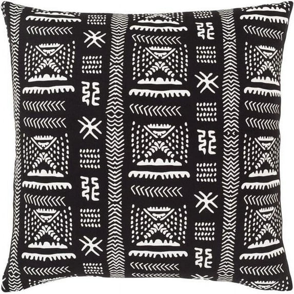Surya MDC006-1818 18 x 18 in. Mud Cloth Woven Pillow Cover, Black & White