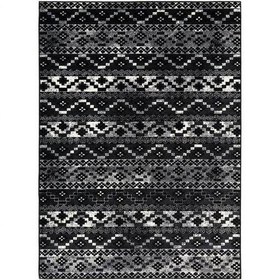 Surya MUM2320-1616 18 in. Mumbai Area Rug, Black, Medium Gray & White