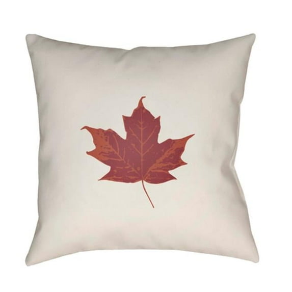 Surya Maple Medium Throw Pillow - White & Red - 18 x 18 x 4 in.
