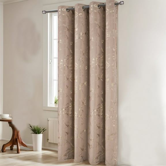 Surya Metallic Printed Marble Design Velvet Grommet Window Panel, Gold, 54x84 Inches