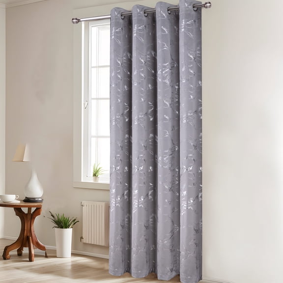 Surya Metallic Printed Marble Design Velvet Grommet Window Panel, Silver, 54x84 Inches
