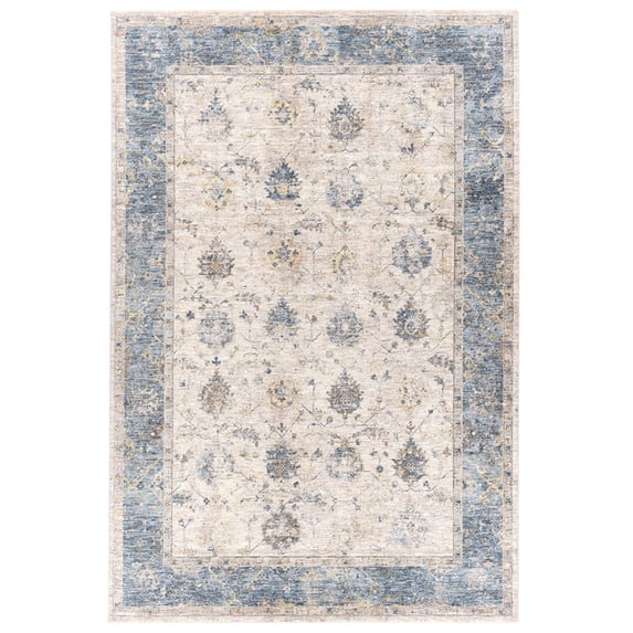 Surya Mirabel MBE-2313 108 x 146" Rectangle Fabric Rug in Tan/Teal/Pale Blue