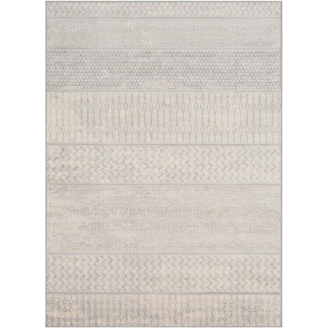 Reversible Gray Rectangular Easy-Care Synthetic Area Rug 114"x79"