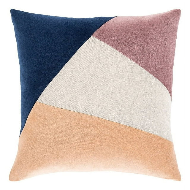 Surya Moza MZA-001 18"Hx18"W Square Cotton Pillow Kit in Mauve/Peach/Navy
