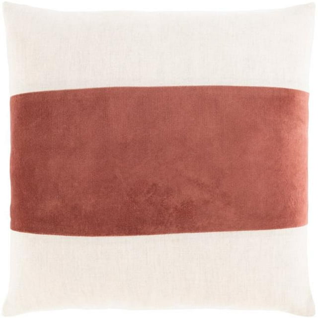 Surya Moza MZA-005 20 x 20" Square Cotton Pillow Cover in Brick Red/Light Beige