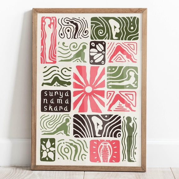 Surya Namaskar Poster: A Powerful Tribute To Solar Vitalization. Yoga Poster. Sun Salutation Print. Pink Cobra Variant Wall Art, Modern Wall Decor, 24x36 UNFRAMED