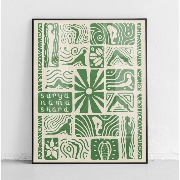 Surya Namaskara Poster: A Powerful Tribute To Solar Vitalization. Yoga Poster. Sun Salutation Print. Wall Art, Modern Wall Decor, 24x36 UNFRAMED