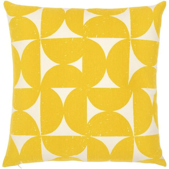 Surya Natur 18x18" Square Modern Cotton Pillow Kit - Light Beige/Mustard Yellow