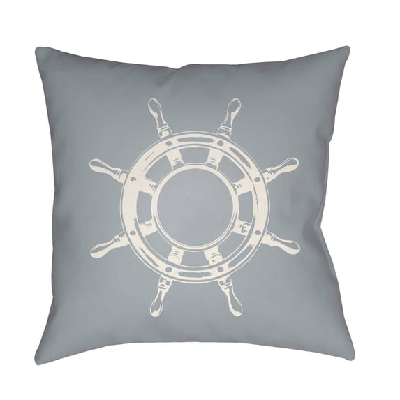 Surya Nautical II Captain Wheel Outdoor Pillow
