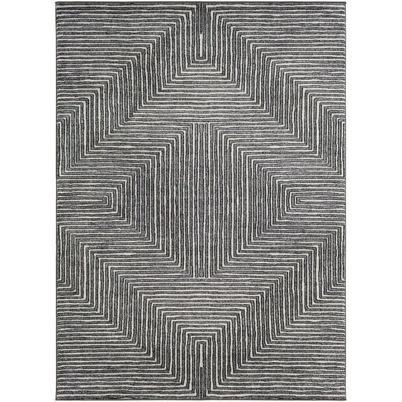 Surya Nepali NPI-2317 108 x 147" Rectangle Modern Fabric Rug in Gray/Slate/Cream