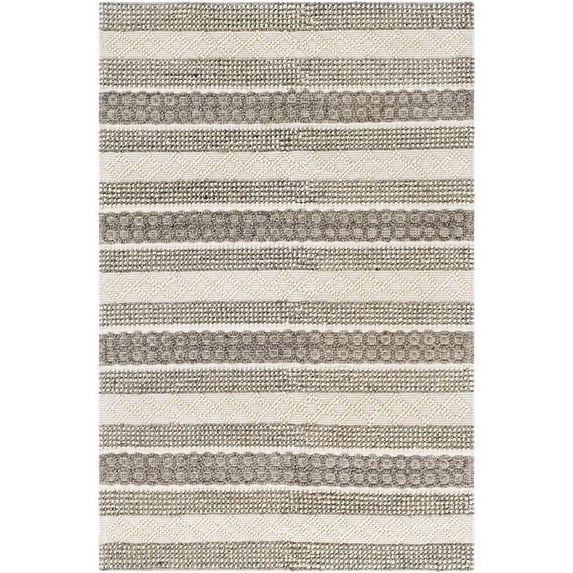 Surya Neutrals FLS-2301 72x108" Rectangle Wool Area Rug in Cream/Charcoal