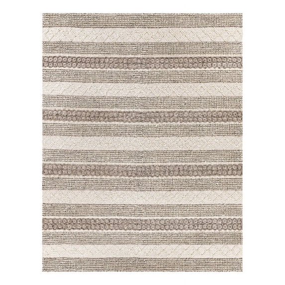 Surya Neutrals FLS-2301 96 x 120" Rectangle Wool Area Rug in Cream/Charcoal