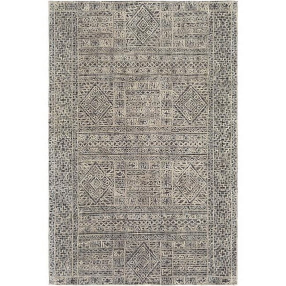 Surya Oakland OAA-1009 96x120" Rectangle Global Wool Rug in Black/Gray