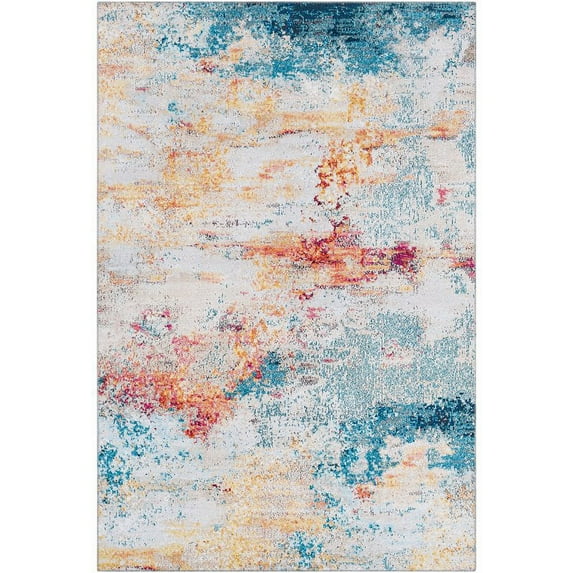Surya Olivia OLV-2306 27x45" Rectangle Modern Fabric Rug in Blue/Burnt Orange