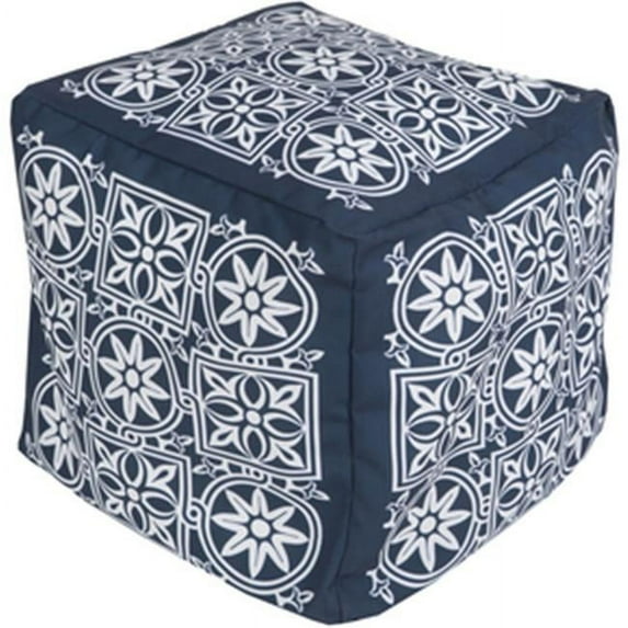 Surya Rug Cube Cobalt Pouf - Cobalt/Ivory - 18 x 18 x 18 in.