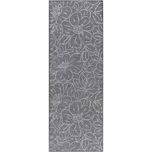 Surya Pasadena PSA-2326 30 x 87" Runner Fabric Rug in Charcoal/Black