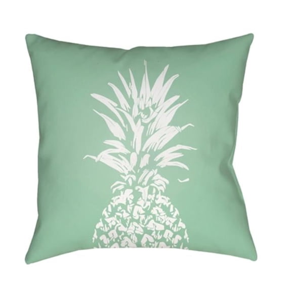 Surya Pineapple Square Throw Pillow - Green & White - 20 x 20 x 4 in.