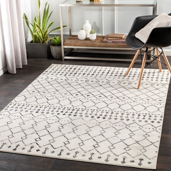 Art of Knot Rubena Black 6 ft. 7 in. Square Global Area Rug