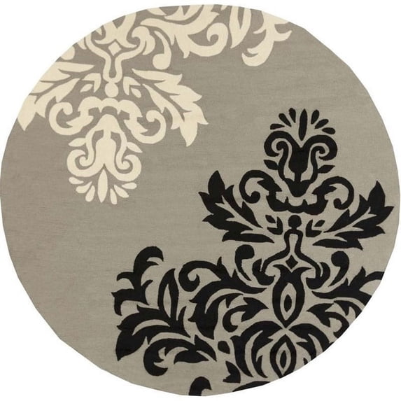 Surya Rain RAI-1163 Grey, Black 8' Round Rug